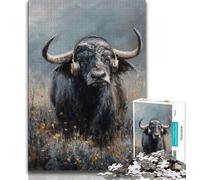 Puzzle da 1000 pezzi per adolescenti e adulti, Buffalo con le cuffie, gioco per famiglie, antistress, sfida difficile, migliora l'amore tra coppie, 38x26cm