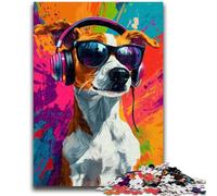 Puzzle da 1000 pezzi per adolescenti e adulti, cane con cuffie, per età pari o superiore a 14 anni, decorazione per la casa come regalo per tutta la famiglia e gli amici, 50x75cm