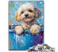 Puzzle da 1000 pezzi per adolescenti e adulti, cane felice, antistress, sfida difficile, adatto per la decorazione della scrivania, 26x38cm