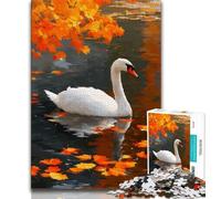 Puzzle da 1000 pezzi per adolescenti e adulti Cigno bianco in autunno Puzzle da 1000 pezzi,antistress per ammazzare il tempo durante le vacanze Lista dei desideri con Babbo Natale (dimensioni 38x26cm)