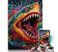 Puzzle da 1000 pezzi per adolescenti e adulti con animali e squali, per ammazzare il tempo durante le vacanze, con poster abbinato e foglio di quiz, 38x26cm
