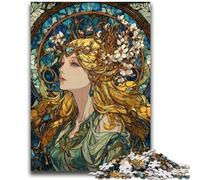 Puzzle da 1000 pezzi per adolescenti e adulti, Dea delle vetrate colorate, antistress, sfida difficile, adatto per la decorazione della scrivania, 26x38cm