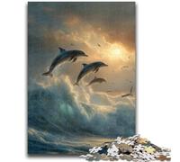 Puzzle da 1000 pezzi per adolescenti e adulti, delfino che salta, per età 14+, gioco a quiz, attività divertenti a casa, regalo di compleanno, regali di viaggio, 26x38cm