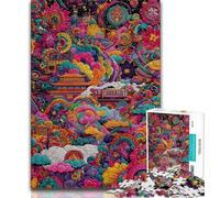 Puzzle da 1000 pezzi per adolescenti e adulti, dipinto a olio di treni, sfida difficile antistress, ideale come regalo per tutta la famiglia (38x26cm)