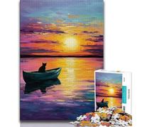 Puzzle da 1000 pezzi per adolescenti e adulti, dipinto a olio di un gatto nero, puzzle da 1000 pezzi, antistress, per ammazzare il tempo, lista dei desideri con Babbo Natale (dimensioni 38x26cm)
