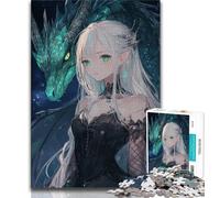 Puzzle da 1000 pezzi per adolescenti e adulti, drago volante e ragazza anime, giochi educativi, decorazione per la casa, gioco educativo per compleanno, Natale, 38x26cm