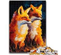 Puzzle da 1000 pezzi per adolescenti e adulti, due volpi, giocattoli per l'intrattenimento della famiglia, con poster abbinato e foglio di quiz, 50x75cm