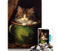 Puzzle da 1000 pezzi per adolescenti e adulti, gattino in un barattolo, difficile da completare ma divertente e umoristico, compleanni e feste, 38x26cm