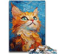 Puzzle da 1000 pezzi per adolescenti e adulti, gatto arancione, per età pari o superiore a 14 anni, decorazione per la casa come regalo per tutta la famiglia e gli amici, 26x38cm
