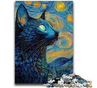 Puzzle da 1000 pezzi per adolescenti e adulti,gatto nel cielo notturno,puzzle da 1000 pezzi,per ammazzare il tempo durante le vacanze,con pezzi completamente interconnessi e di forma casuale (26x38cm)