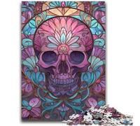 Puzzle da 1000 pezzi per adolescenti e adulti, giocattoli con teschi in vetro colorato, giochi educativi, decorazioni per la casa e regali unici antistress, 26x38cm