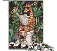 Puzzle da 1000 pezzi per adolescenti e adulti Giraffa nel water, impegnativo e difficile con pezzi completamente interconnessi di forma casuale (dimensioni 26x38cm)