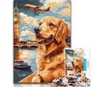 Puzzle da 1000 pezzi per adolescenti e adulti, Golden Retriever sotto il Big Ben, puzzle per adolescenti, giocattolo educativo antistress, ottimi regali e giocattoli (dimensioni 38x26cm)