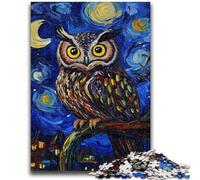 Puzzle da 1000 pezzi per adolescenti e adulti, gufo nel cielo notturno, sfida difficile, ideale come regalo per tutta la famiglia, 26x38cm