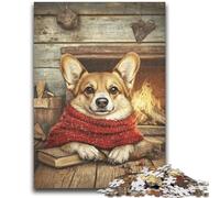 Puzzle da 1000 pezzi per adolescenti e adulti Happy Corgi antistress sfida difficile adatto per la decorazione della scrivania 26x38cm
