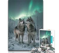Puzzle da 1000 pezzi per adolescenti e adulti lupo sotto l'aurora puzzle per adolescenti ideali come regali per tutta la famiglia per età 14 75x50cm
