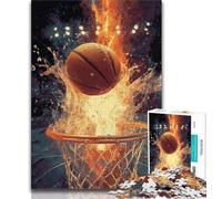 Puzzle da 1000 pezzi per adolescenti e adulti,motivo: basket con fiamme,puzzle da 1000 pezzi,antistress,per ammazzare il tempo durante le vacanze,lista dei desideri con Babbo Natale (38x26cm)