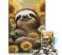 Puzzle da 1000 pezzi per adolescenti e adulti, motivo: bradipo girasole, per gioco educativo, giocattolo, arredamento unico per la casa e regali, 75x50cm