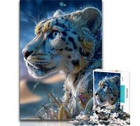 Puzzle da 1000 pezzi per adolescenti e adulti motivo leopardo delle nevi per adulti per ammazzare il tempo durante le vacanze con pezzi completamente interconnessi e di forma casuale 26x38cm