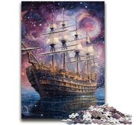 Puzzle da 1000 pezzi per adolescenti e adulti, motivo: nave pirata della galassia, ideale come regalo per tutta la famiglia dai 14 anni in su (75x50cm)