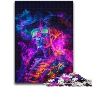 Puzzle da 1000 pezzi per adolescenti e adulti, motivo: teschio di fumo Difficile da completare, ma divertente e umoristico Regalo di compleanno, regali, decorazione da parete 38x26cm
