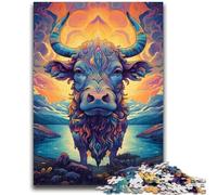 Puzzle da 1000 pezzi per adolescenti e adulti Mucca sulla montagna Natura Difficile da completare ma divertente e umoristico Regalo di compleanno, regali, arte murale 50x75cm