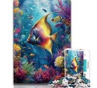 Puzzle da 1000 pezzi per adolescenti e adulti Pesci degli abissi 1000 pezzi per adulti con poster abbinato e foglio di quiz per età 14+ 38x26cm