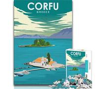 Puzzle da 1000 pezzi per adolescenti e adulti, poster di viaggio di Corfù, Grecia, gioco stimolante, ideale come regalo per tutta la famiglia (75x50cm)