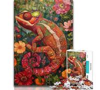 Puzzle da 1000 pezzi per adolescenti e adulti, puzzle con fiori e camaleonti, ideali come regali per tutta la famiglia dai 14 anni in su (dimensioni 75x50cm)