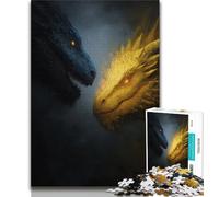 Puzzle da 1000 pezzi per adolescenti e adulti puzzle drago volante in oro nero per adulti ideali come regalo per tutta la famiglia dai 14 anni in su 38x26cm