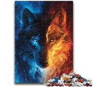 Puzzle da 1000 pezzi per adolescenti e adulti, puzzle per adolescenti con lupo di ghiaccio e fuoco, ideali come regali per tutta la famiglia dai 14 anni in su (75x50cm)