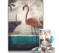 Puzzle da 1000 pezzi per adolescenti e adulti, puzzle per adulti con fenicotteri curiosi, giochi educativi, decorazioni da parete, regali unici per compleanno e Natale (dimensioni 38x26cm)