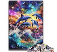 Puzzle da 1000 pezzi per adolescenti e adulti, puzzle per adulti con pittura a olio di delfini, gioco stimolante, ideale come regalo per tutta la famiglia (26x38cm)