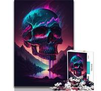 Puzzle da 1000 pezzi per adolescenti e adulti puzzle Synthwave Skull per adolescenti regalo divertente e attività per la casa giocattolo per i giorni di pioggia 38x26cm
