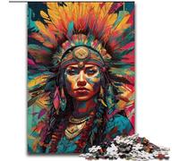 Puzzle da 1000 pezzi per adolescenti e adulti, raffigurante una donna nativa americana, adatto a partire dai 14 anni Ideale come regalo per tutta la famiglia (dimensioni 50x75cm)