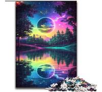 Puzzle da 1000 pezzi per adolescenti e adulti, Riflesso della luna, gioco per famiglie, antistress, sfida difficile, un'opera d'arte per bambini dai 14 anni in su (dimensioni 26x38cm)