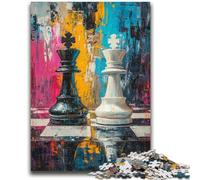 Puzzle da 1000 pezzi per adolescenti e adulti, scacchi, pittura a olio, design vivace e unico, esperienza di gioco rilassante e stimolante, 50x75cm