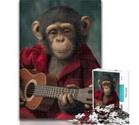 Puzzle da 1000 pezzi per adolescenti e adulti, scimmietta che suona la chitarra, regalo per amici e familiari dai 14 anni in su, 50x75cm