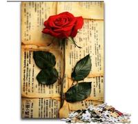 Puzzle da 1000 pezzi per adolescenti e adulti, tema "Rose in the Book", antistress per ammazzare il tempo durante le vacanze, con poster abbinato e foglio di quiz, 50x75cm