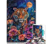 Puzzle da 1000 pezzi per adolescenti e adulti Tigre sotto la luna, design vivace e unico, esperienza di gioco rilassante e stimolante (38x26cm)