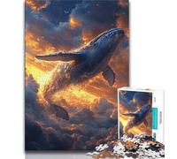 Puzzle da 1000 pezzi per adolescenti e adulti, tramonto sulle balene, gioco per famiglie, antistress, sfida difficile, rafforza l'amore tra coppie, 38x26cm
