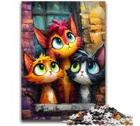 Puzzle da 1000 pezzi per adolescenti e adulti, tre gatti, antistress, per ammazzare il tempo durante le vacanze, lista dei desideri con Babbo Natale, 26x38cm