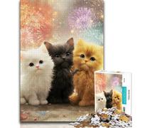 Puzzle da 1000 pezzi per adolescenti e adulti, tre gatti, difficili da completare ma divertenti e divertenti, regali unici per compleanni e feste, 38x26cm