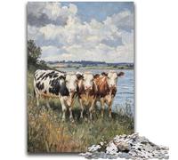 Puzzle da 1000 pezzi per adolescenti e adulti, tre mucche, antistress, per ammazzare il tempo durante le vacanze, lista dei desideri con Babbo Natale, 26x38cm