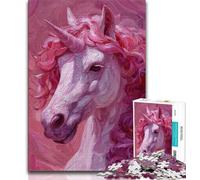 Puzzle da 1000 pezzi per adolescenti e adulti, unicorno rosa, gioco educativo per famiglie, decorazione da parete, regali unici per compleanno e Natale (75x50cm)