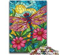 Puzzle da 1000 pezzi per adolescenti e adulti, vetrate colorate, libellula, per età 14+, gioco a quiz, attività divertenti a casa, regalo di compleanno, regali di viaggio, 50x75cm
