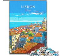 Puzzle da 1000 pezzi per adolescenti e adulti, viaggio a Lisbona, Portogallo, gioco intellettuale che rafforza l'amore tra coppie dai 14 anni in su, 26x38cm