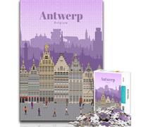 Puzzle da 1000 pezzi per adolescenti e adulti Viaggio ad Anversa, sfida difficile antistress, ideale come regalo per tutta la famiglia (75x50cm)