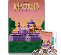 Puzzle da 1000 pezzi per adolescenti e adulti, viaggio nella città di Madrid, sfida difficile antistress, ideale come regalo per tutta la famiglia (38x26cm)