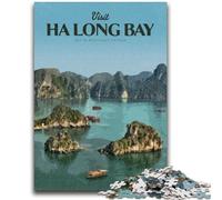 Puzzle da 1000 pezzi per adolescenti e adulti Visita la baia di Ha Long Gioco stimolante e gioco educativo per famiglie per compleanni e Natale (dimensioni 50x75cm)